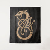 バイキングドラゴンノット – 黒の古代の北のシンボル タペストリー (正面)