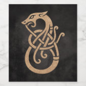 バイキングドラゴンノット – 黒の古代の北のシンボル ワインラベル (シングルラベル)