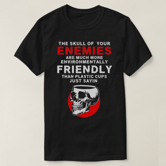 バイキングノーズおもしろいバイキングスカルの敵 Tシャツ (デザイン正面)