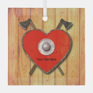 バイキングハートシールド ガラスオーナメント