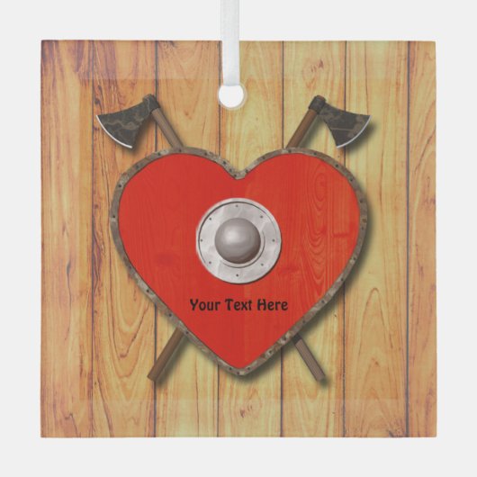 バイキングハートシールド ガラスオーナメント (正面)