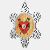 バイキングハートシールド – レイベン スノーフレークピューターオーナメント (右)