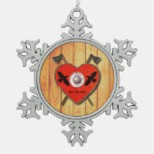 バイキングハートシールド – レイベン スノーフレークピューターオーナメント (正面)