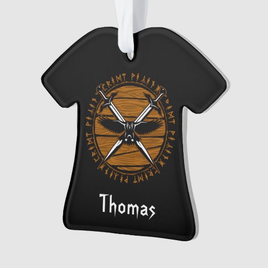 バイキングパーソナライズされたが剣と渡り鳥を渡った オーナメント (正面)