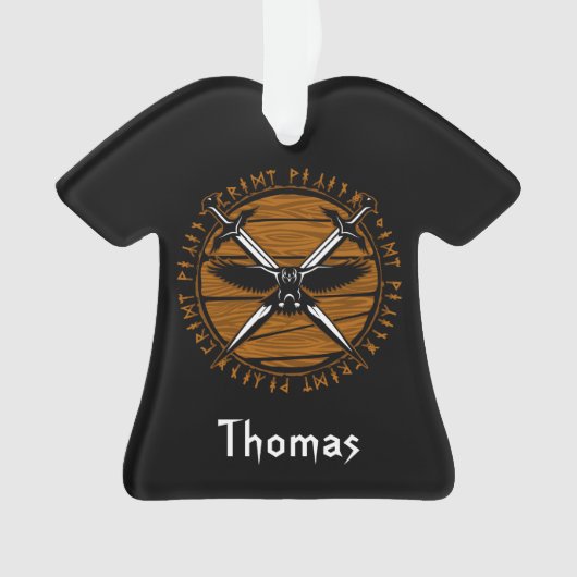 バイキングパーソナライズされたが剣と渡り鳥を渡った オーナメント (正面)