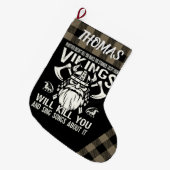 バイキングパーソナライズされたが君を殺して歌う ラージクリスマスストッキング (正面 (吊り時))