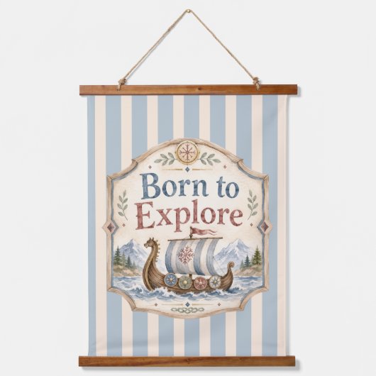 バイキングベビー・ナースリー Born to Explore 吊り下げ型タペストリー (正面)