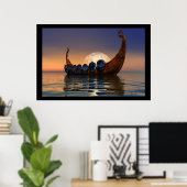 バイキングボート2プリント ポスター (ホームオフィス)