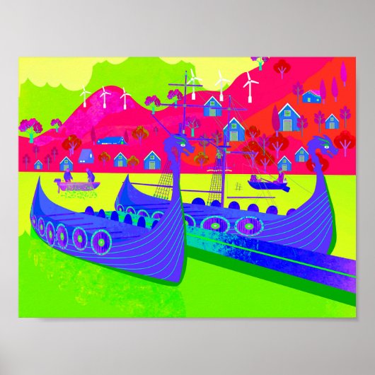 バイキングボート – ノルウェー ポスター (正面)