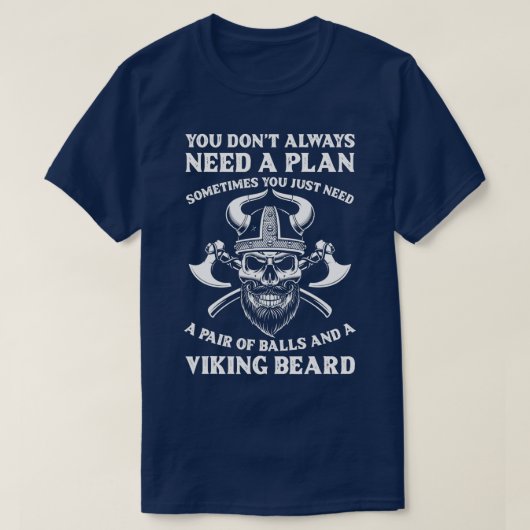 バイキングボールとバイキングひげおもしろいVik Tシャツ (デザイン正面)