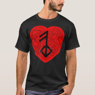 バイキングルーンのシンボル愛の古代のNorseルーンHe Tシャツ