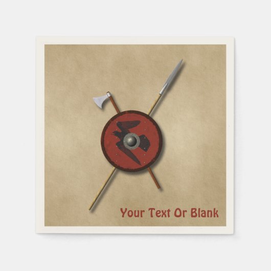 バイキングレイヴンシールド及び武器 スタンダードカクテルナプキン (正面)