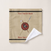 バイキングレイヴンシールド及び武器 バスタオルセット (ウォッシュタオル)