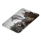 バイキングロングボートの嵐 マグネット (左側)