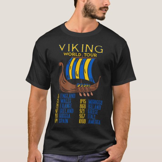バイキングワールドツアースウェーデンバイキング船長船 Tシャツ (正面)