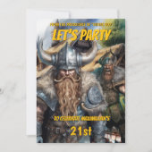 バイキング中世の北欧の戦士ファンタジー誕生日 招待状 (正面)