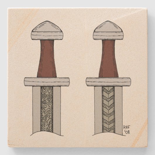 バイキング剣パターン溶接 ストーンコースター (正面)