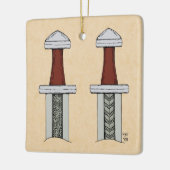 バイキング剣パターン溶接 セラミックオーナメント (左)