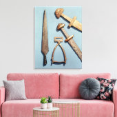 バイキング剣、スターラップ及びスピアヘッド キャンバスプリント (インサイチュ (リビング))