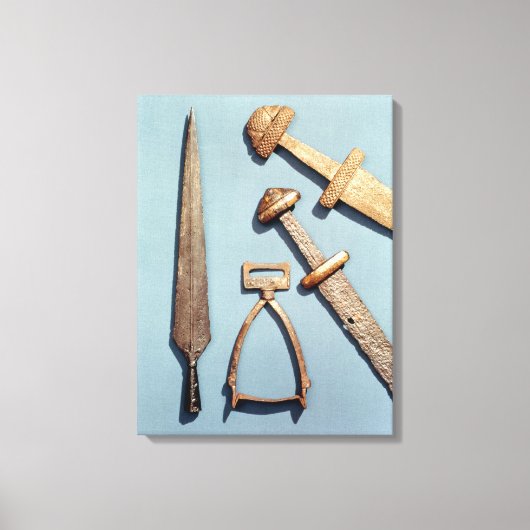 バイキング剣、スターラップ及びスピアヘッド キャンバスプリント (正面)