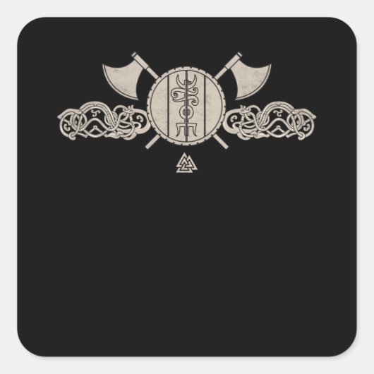 バイキング北欧オーナメントズアックスシールドアサトル スクエアシール (正面)