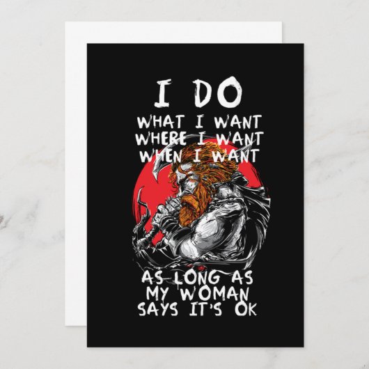 バイキング女性北瀬神話の戦士ノルウェーギフト 招待状 (正面/裏面)