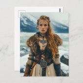 バイキング女性時代を超越した戦士 ポストカード (正面/裏面)