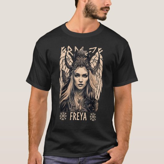バイキング女神フリーヤシーエルドメイドケルト神話 Tシャツ (正面)