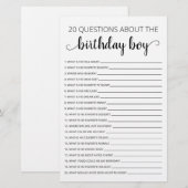 バイキング形式の誕生日ゲーム 誕生日の少年に関する20の質問 (正面/裏面)