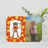 バイキング戦士の少年誕生日パーティーの写真招待状 招待状 (スタンド正面)