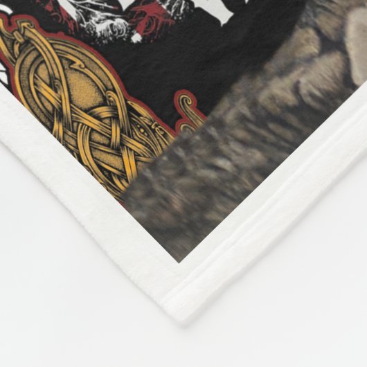 バイキング戦士アメリカ国旗に立つ フリースブランケット (角)