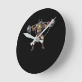 バイキング戦士フィットネス重量挙げ ラウンド壁時計 (傾斜)
