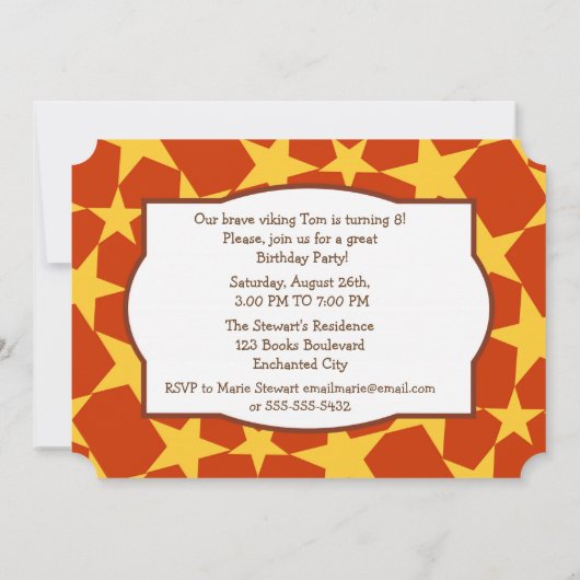 バイキング戦士ボーイバースデーパーティーの写真招待状 招待状 (裏面)