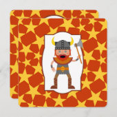 バイキング戦士ボーイバースデーパーティーへの招待 招待状 (正面/裏面)