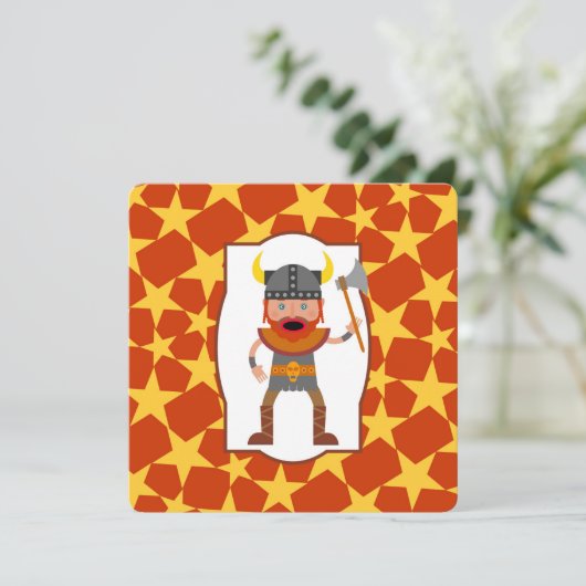 バイキング戦士ボーイバースデーパーティーへの招待 招待状 (スタンド正面)