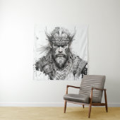バイキング戦士ポートレート絵を描の歴史的なタフ タペストリー (インサイチュ)