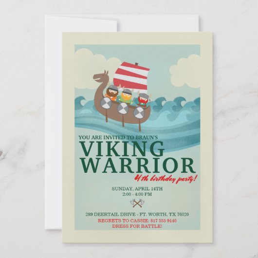 バイキング戦士誕生会 招待状 (正面)