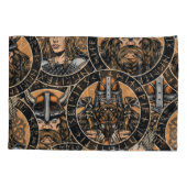 バイキング戦士:カラフルヴィンテージパターン 枕カバー (裏面)