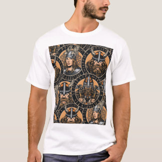 バイキング戦士:カラフルヴィンテージパターン Tシャツ