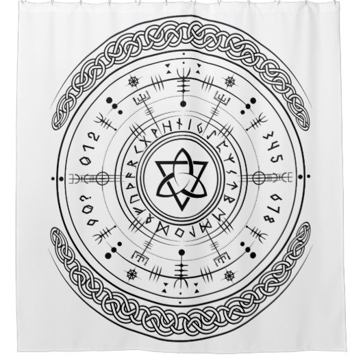 バイキング異教のアサトゥルランコンパスヴェグヴィシュルルーン シャワーカーテン (正面)