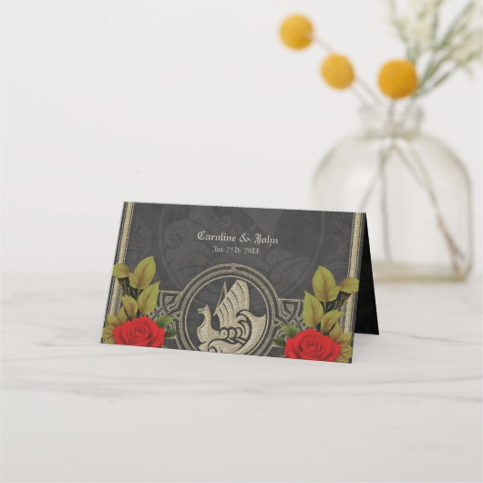 バイキング神秘的な魅力とエレガントケルト結び目模様。 プレイスカード (裏面)