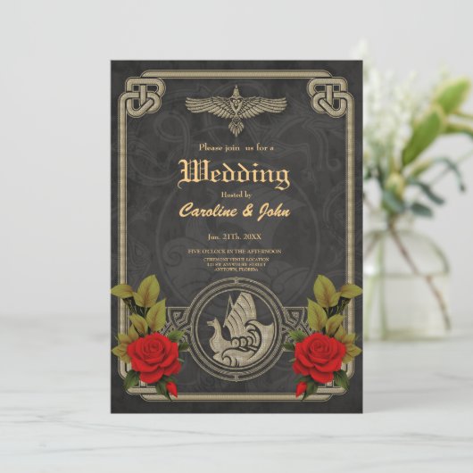 バイキング神秘的な魅力とエレガントケルト結び目模様。 招待状 (スタンド正面)