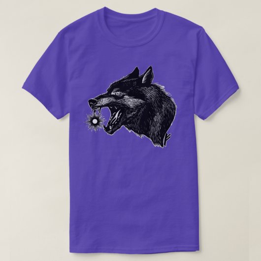 バイキング神話ウルフ食べフェノールの太陽 Tシャツ (デザイン正面)