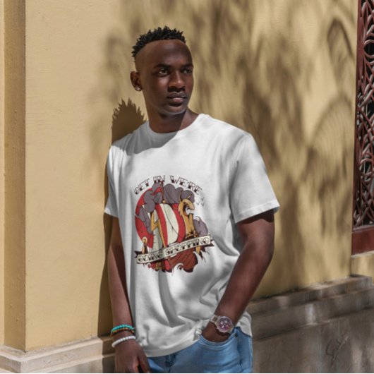 バイキング船おもしろいショッピング引用文 Tシャツ