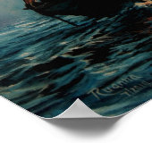 バイキング船が海で帆走/霧の中の海、長いボート ポスター (角)