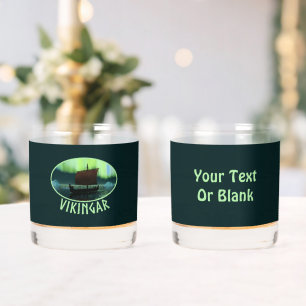 バイキング船とノーザンライト ウイスキーグラス