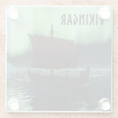 バイキング船とノーザンライト ガラスコースター (裏面)