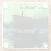 バイキング船とノーザンライト ガラスコースター (裏面)