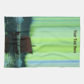 バイキング船とノーザンライト キッチンタオル (横)