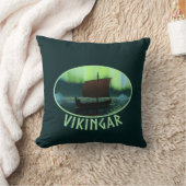 バイキング船とノーザンライト クッション (ブランケット)